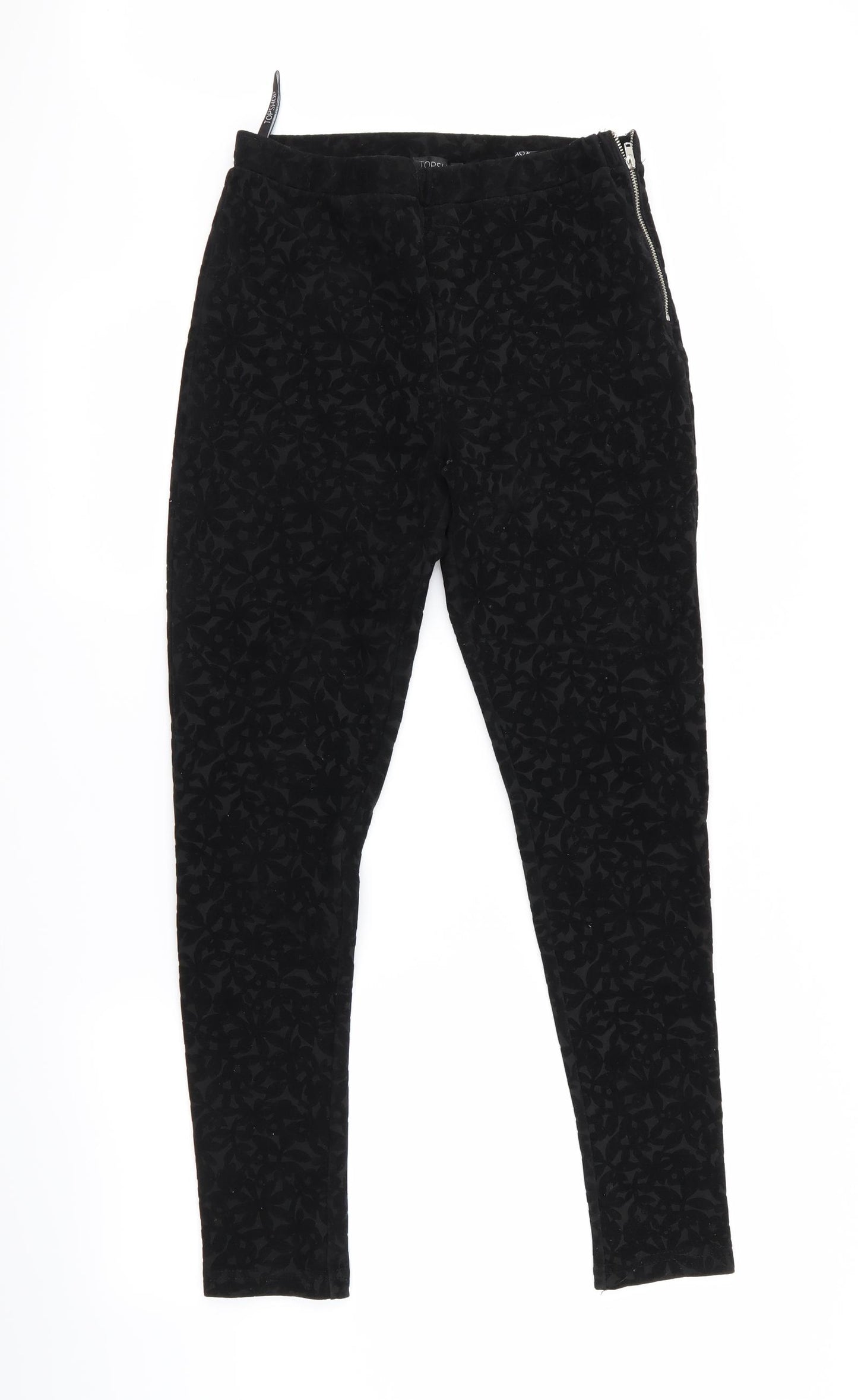 Topshop Womens Black Floral  Trousers  Size 12 L23 in