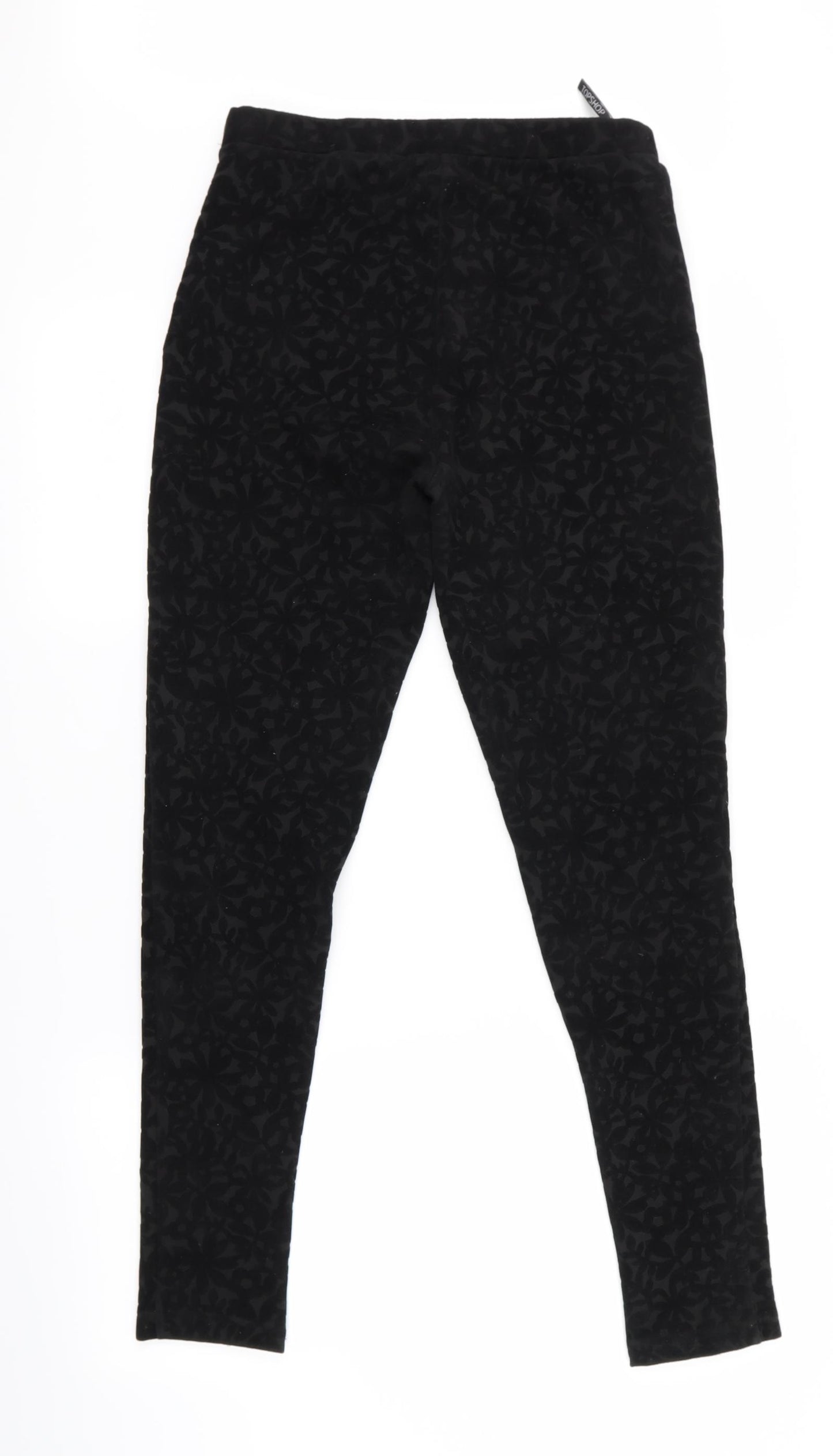 Topshop Womens Black Floral  Trousers  Size 12 L23 in