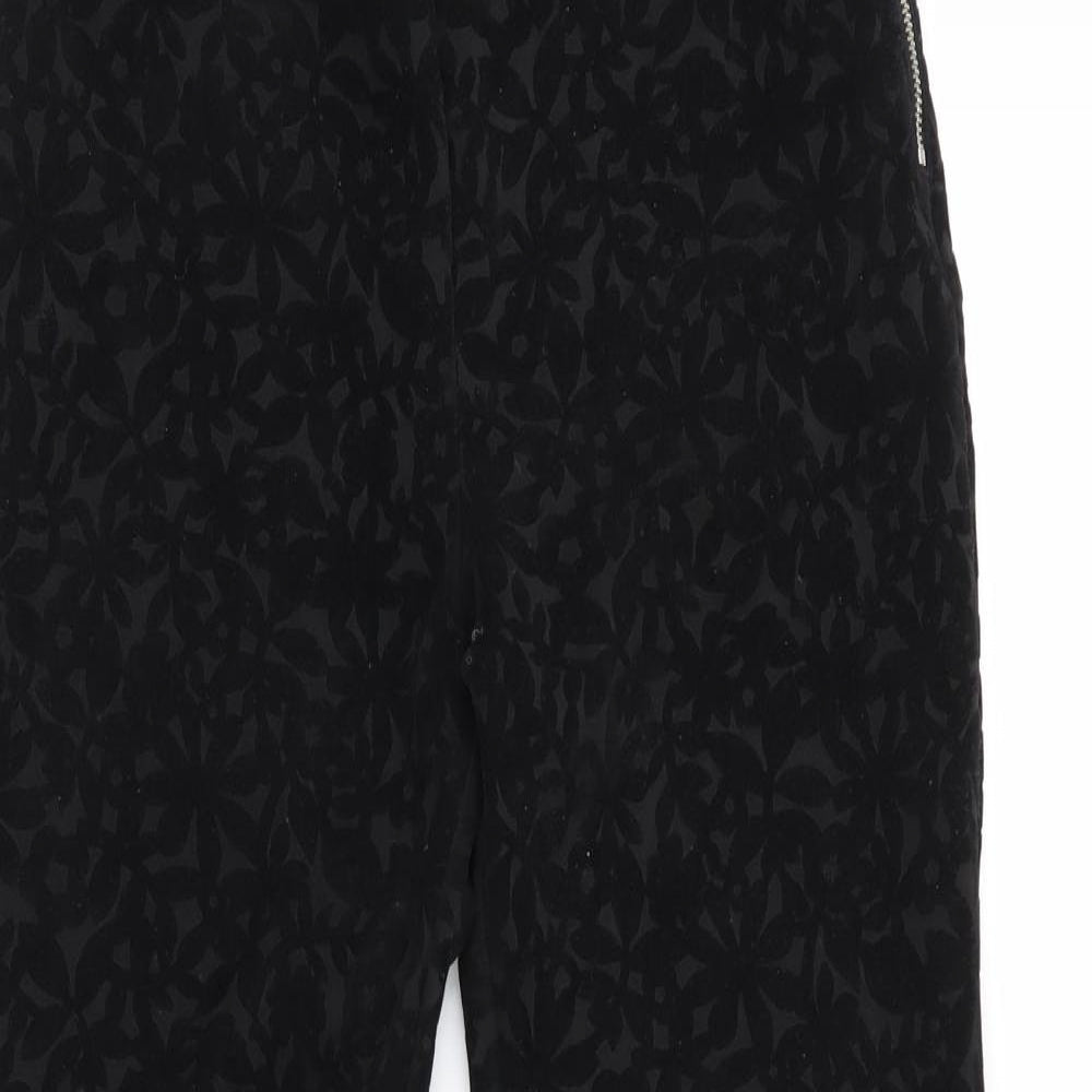 Topshop Womens Black Floral  Trousers  Size 12 L23 in