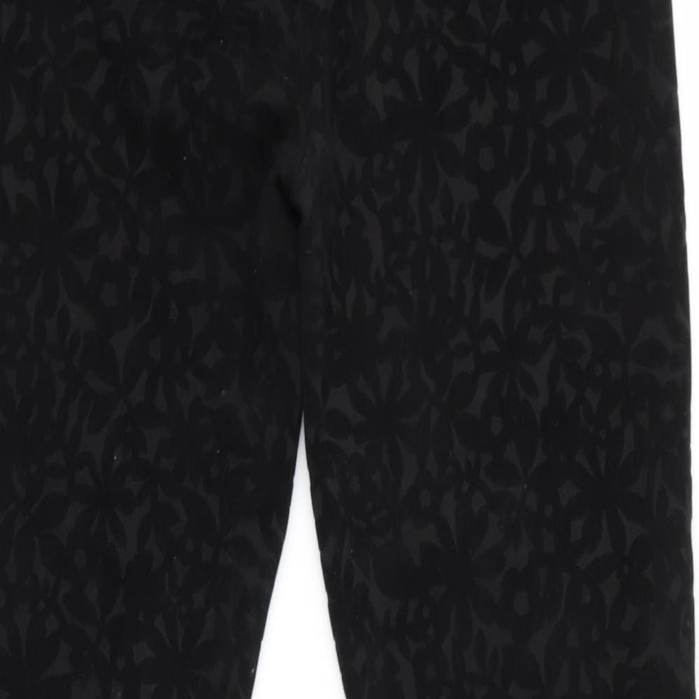 Topshop Womens Black Floral  Trousers  Size 12 L23 in