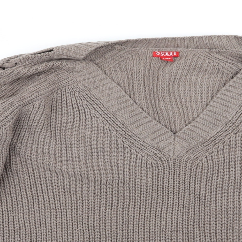 GUESS Mens Brown   Cardigan Jumper Size M