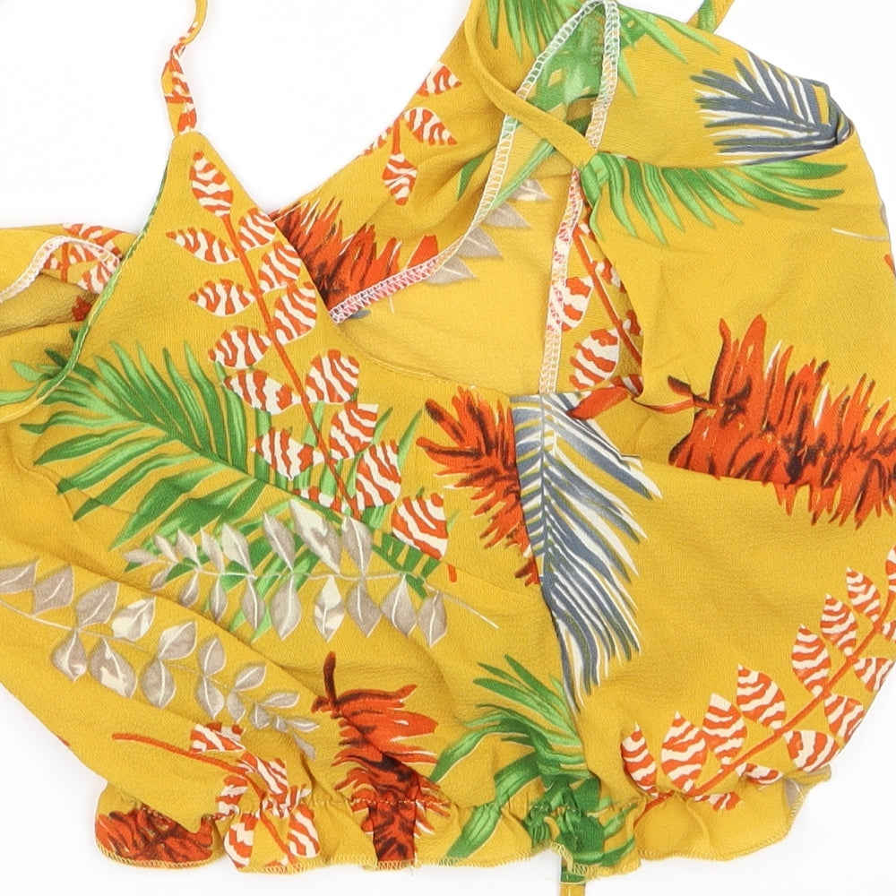 Preworn Womens Yellow Fair Isle  Cropped Blouse Size S