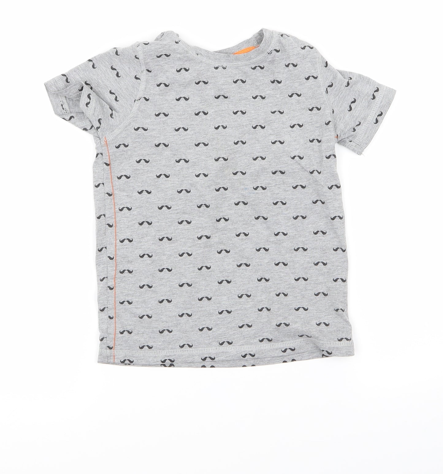 F&F Boys Grey   Basic T-Shirt Size 4 Years  - mustache