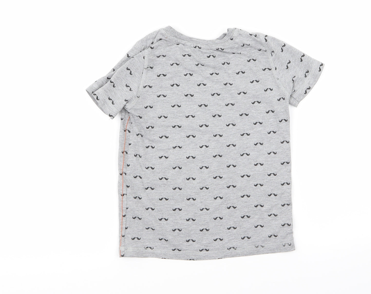 F&F Boys Grey   Basic T-Shirt Size 4 Years  - mustache