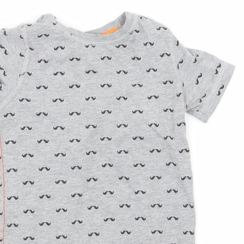 F&F Boys Grey   Basic T-Shirt Size 4 Years  - mustache