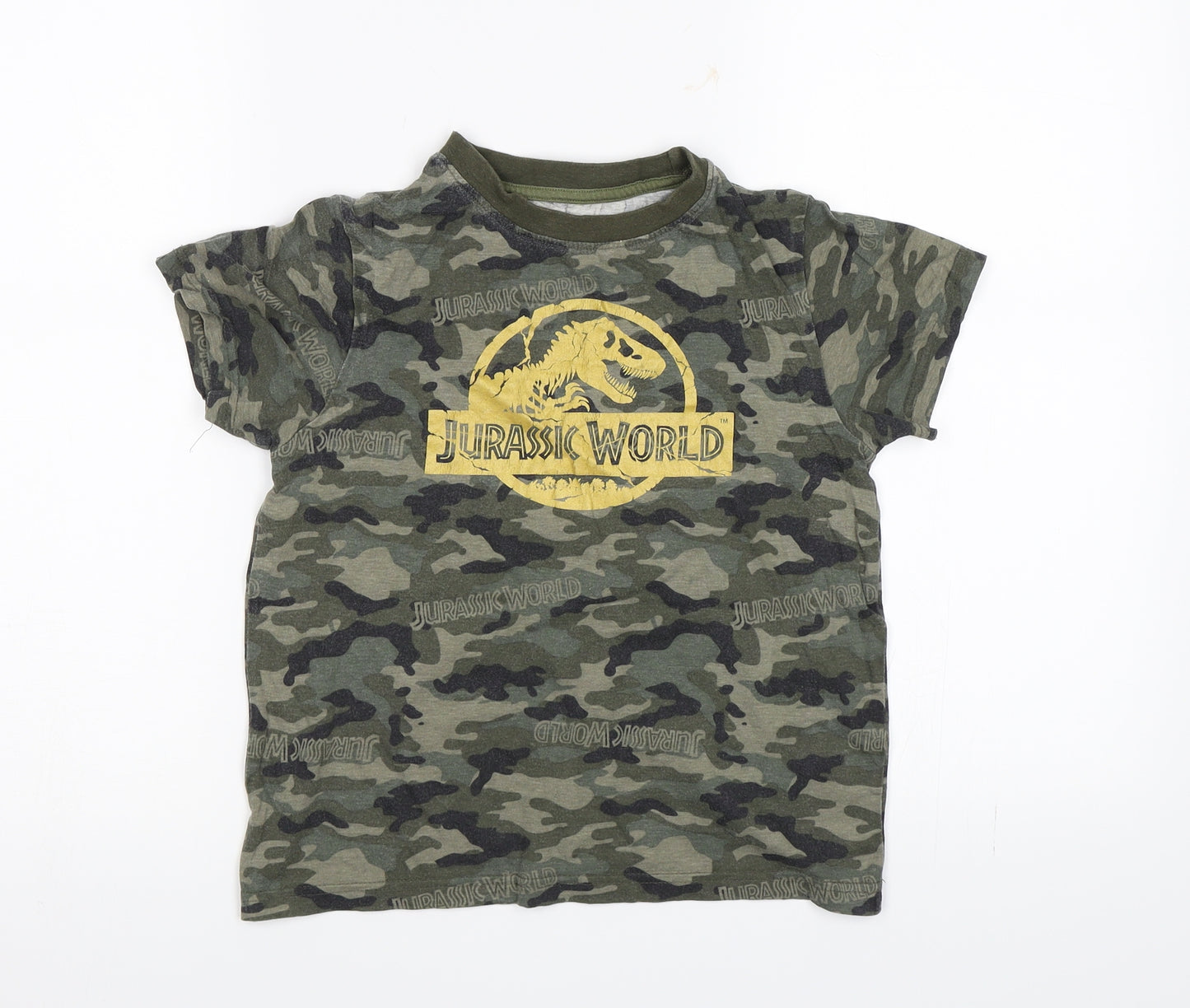 Primark Boys Green Camouflage  Basic T-Shirt Size 8-9 Years  - Jurassic World