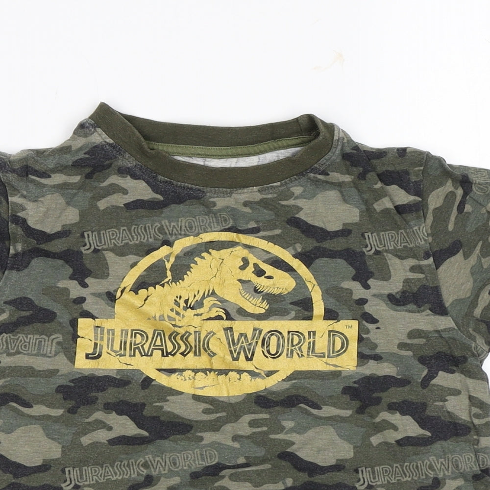 Primark Boys Green Camouflage  Basic T-Shirt Size 8-9 Years  - Jurassic World