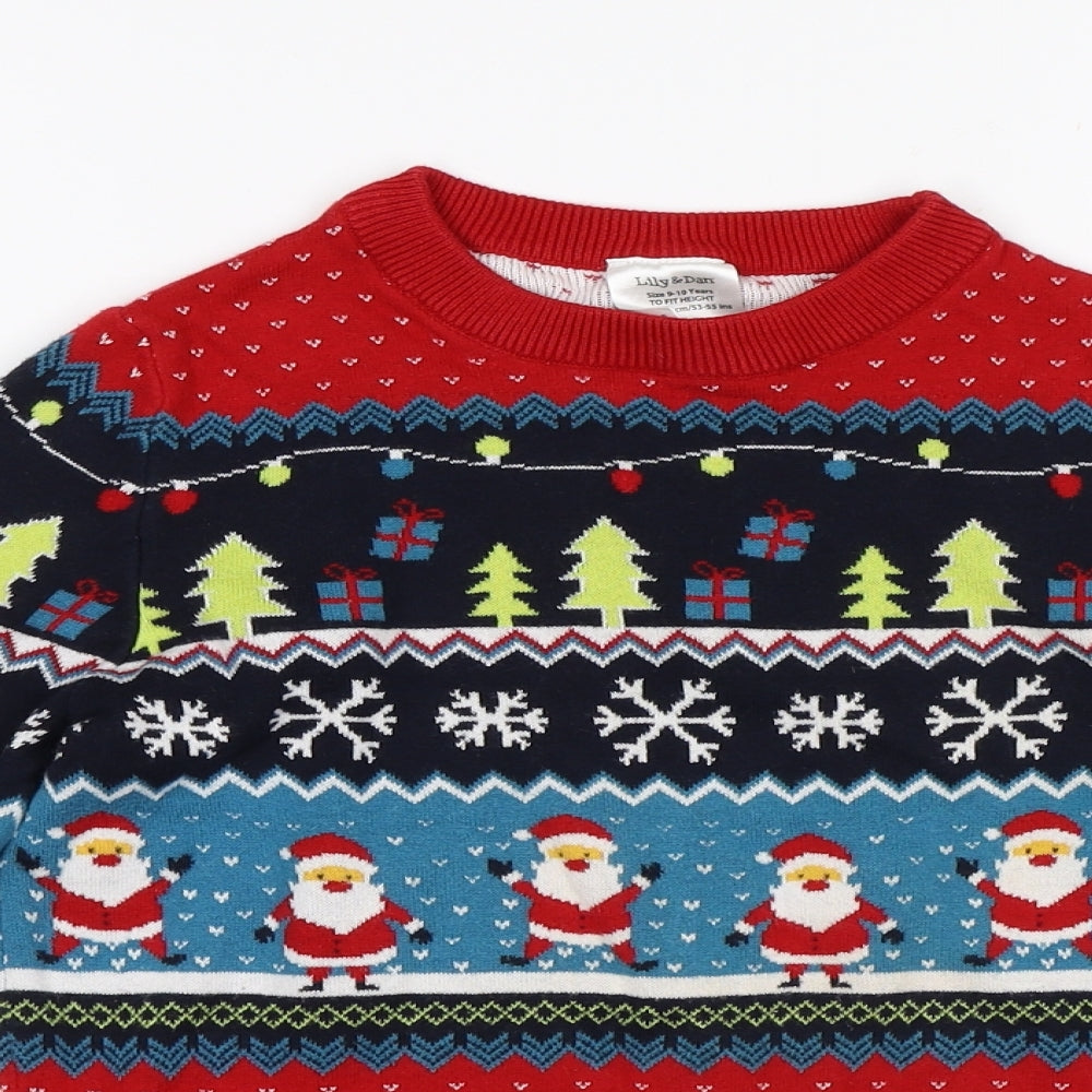 Lilly & Dan Boys Red   Pullover Jumper Size 9-10 Years  - Christmas