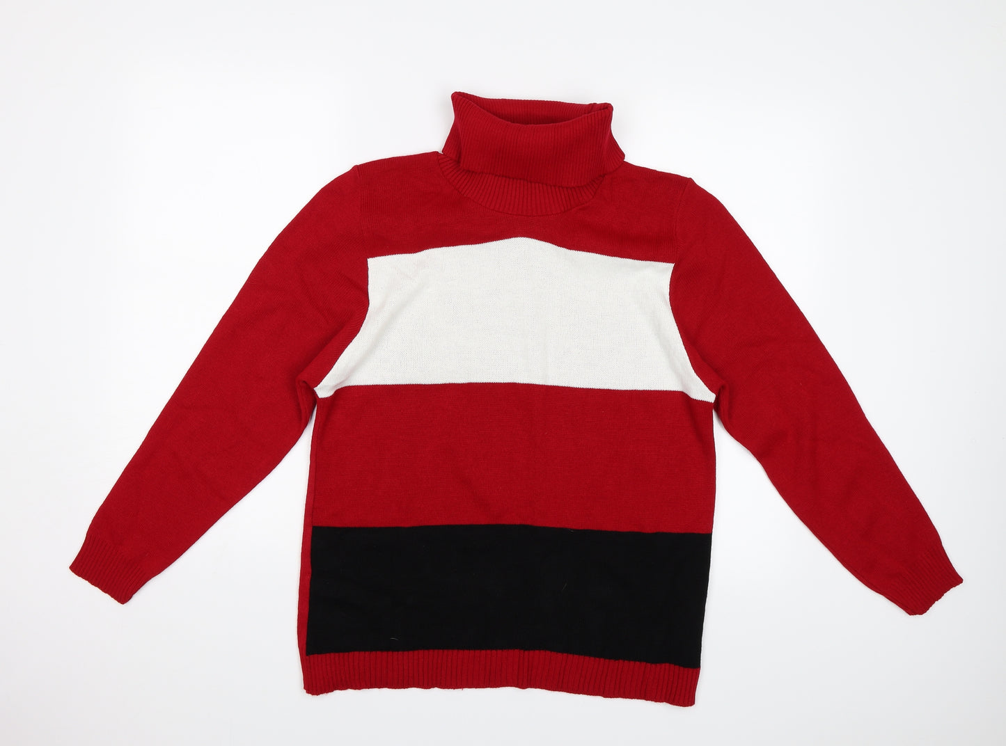 First Catch Womens Red Striped  Pullover Jumper Size L