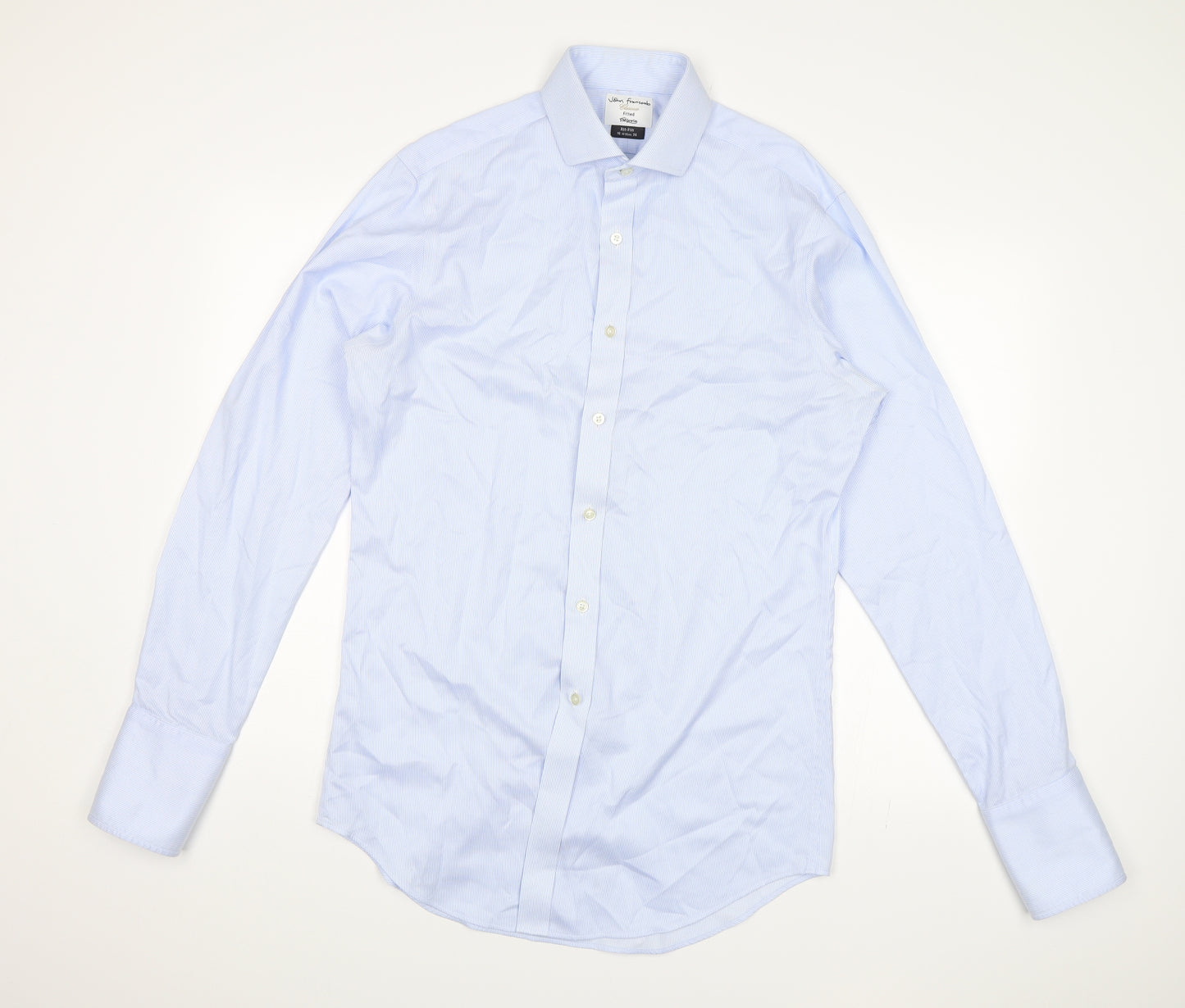 John Francome Mens Blue Striped   Dress Shirt Size 36
