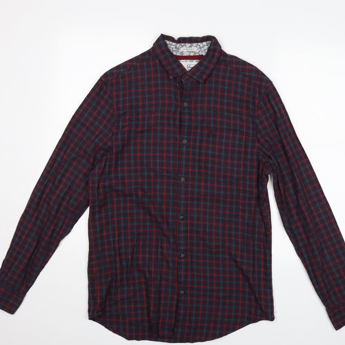 Penguin Mens Red Check   Button-Up Size M