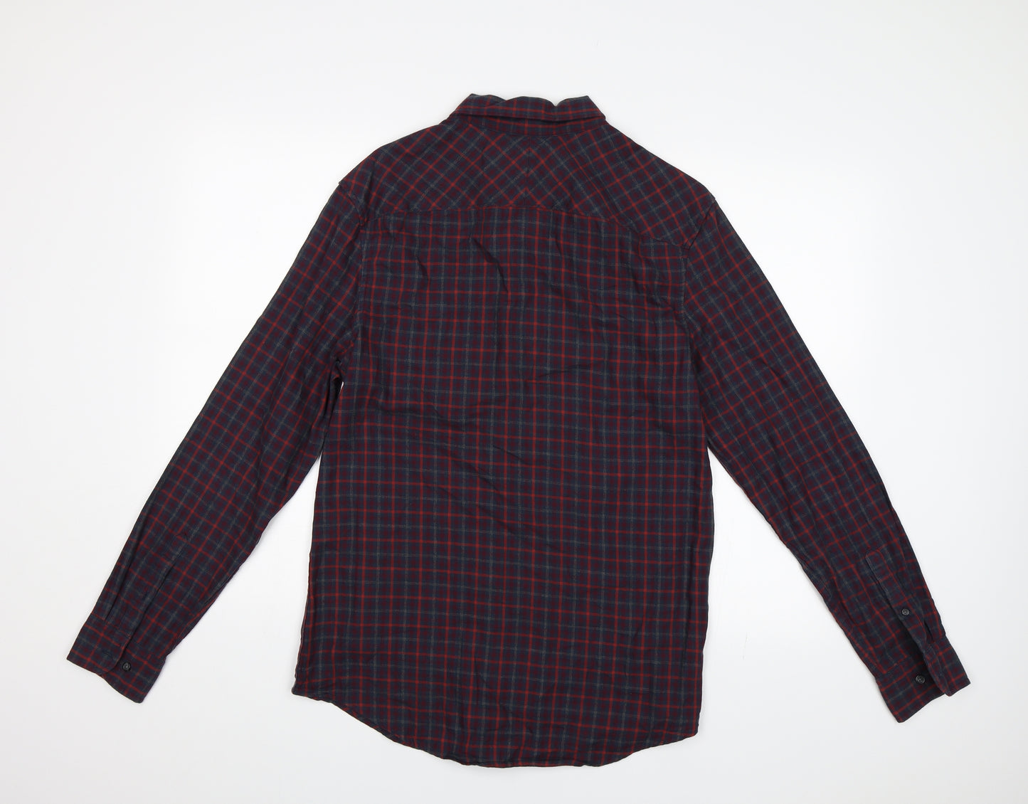 Penguin Mens Red Check   Button-Up Size M