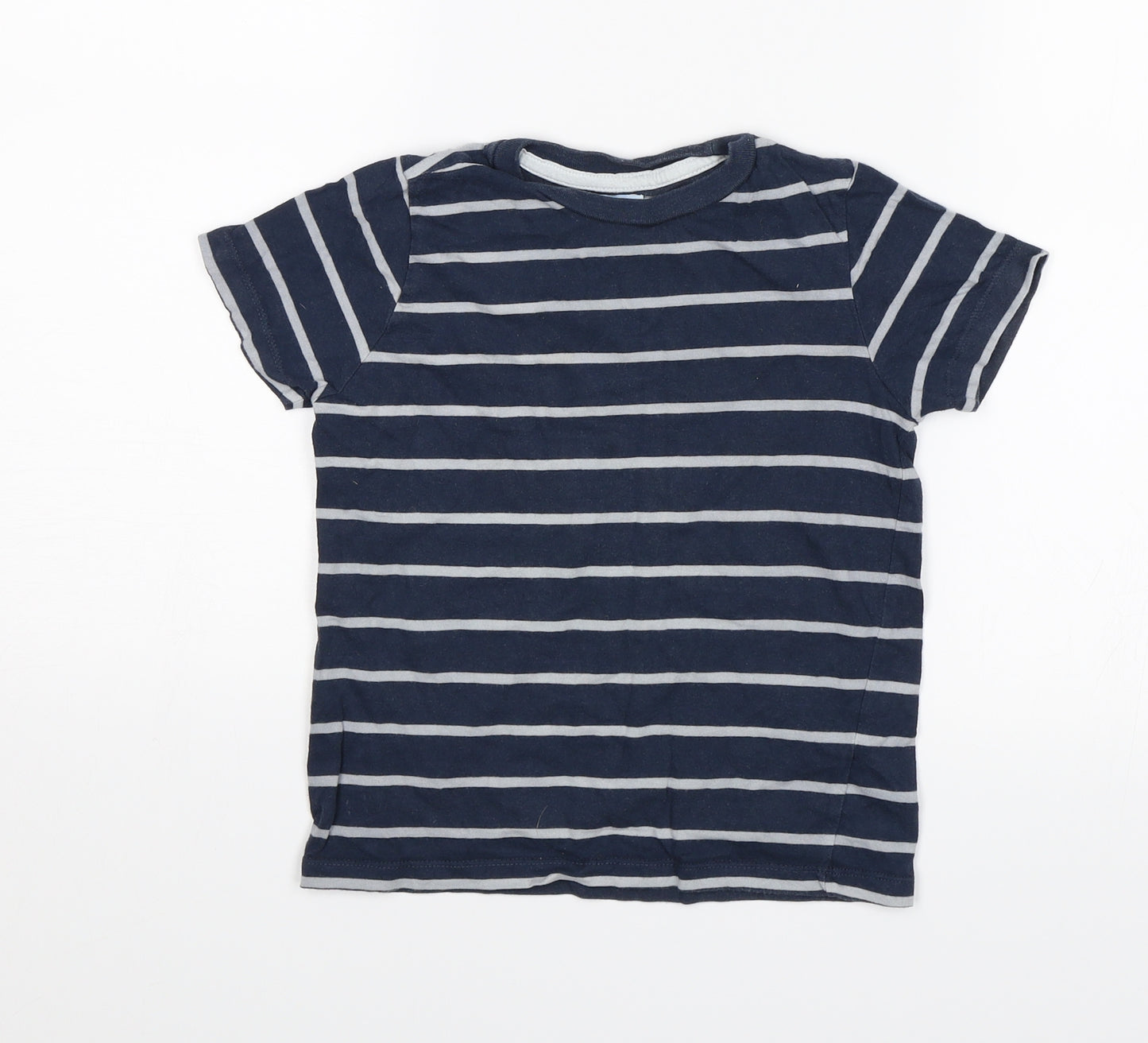 F&F Boys Blue Striped  Basic T-Shirt Size 5-6 Years