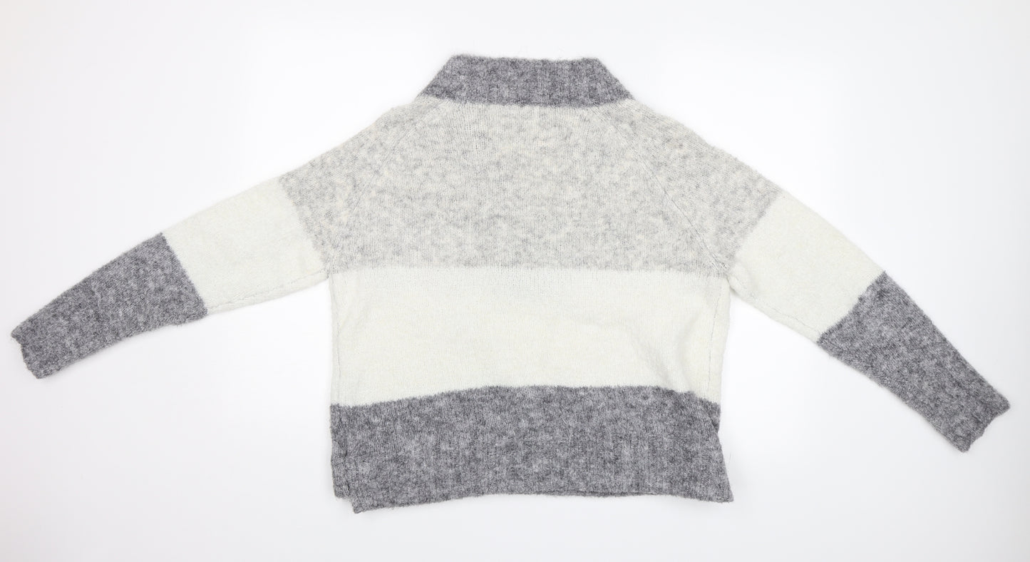 Papaya Womens Grey Striped  Pullover Jumper Size M