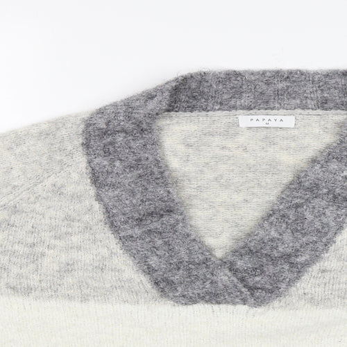 Papaya Womens Grey Striped  Pullover Jumper Size M