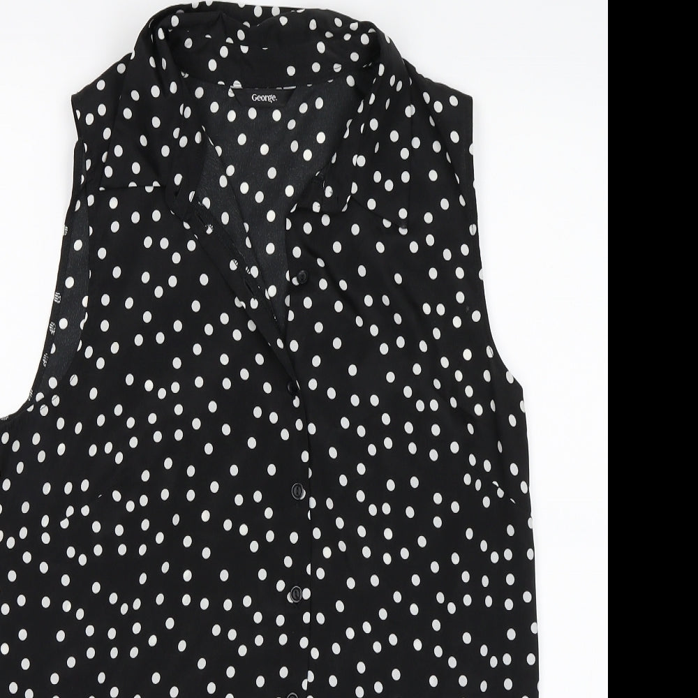 George Womens Black Polka Dot  Basic Blouse Size 12