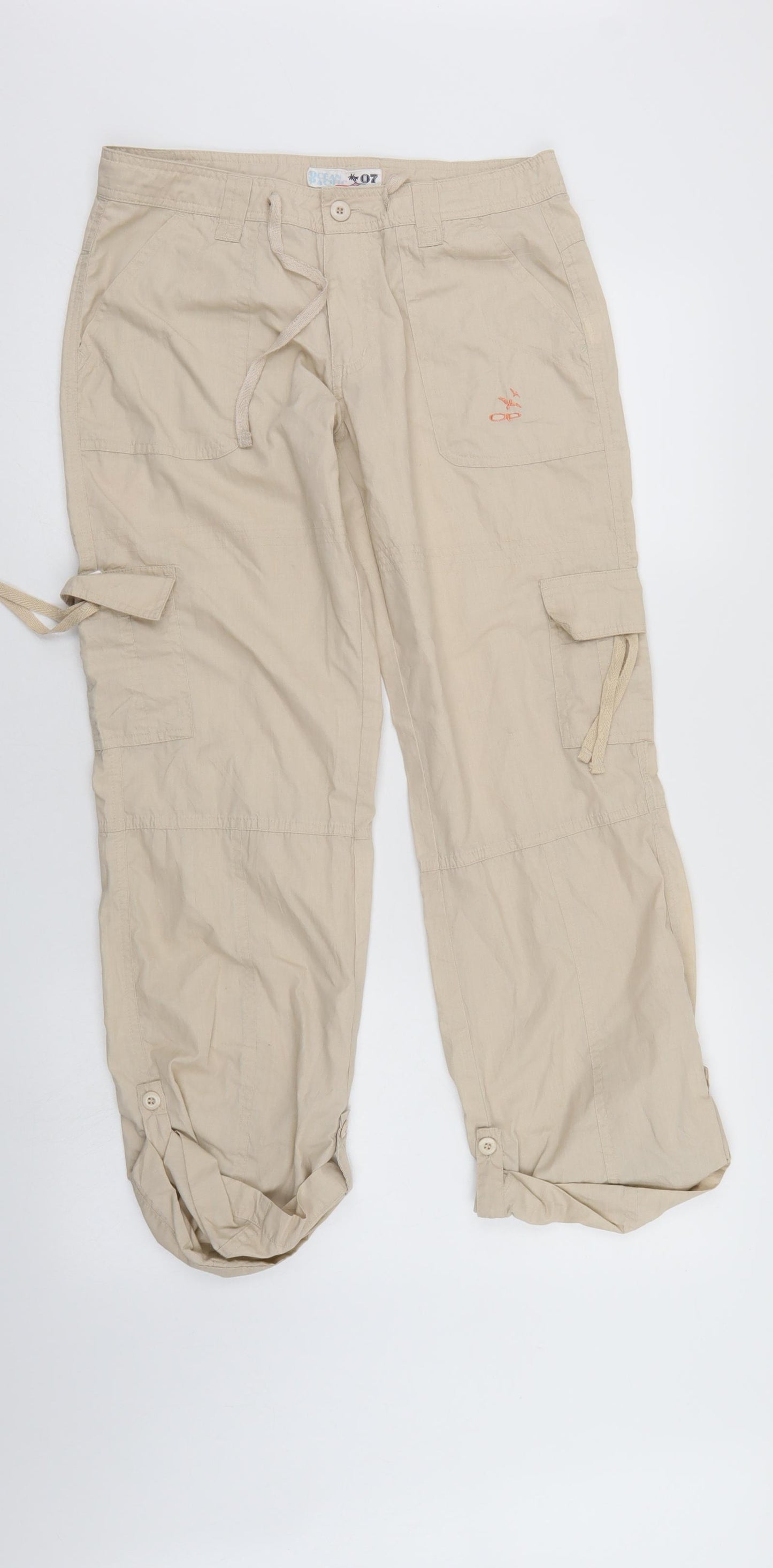 Ocean Pacific Womens Ivory   Cargo Trousers Size 8 L25 in