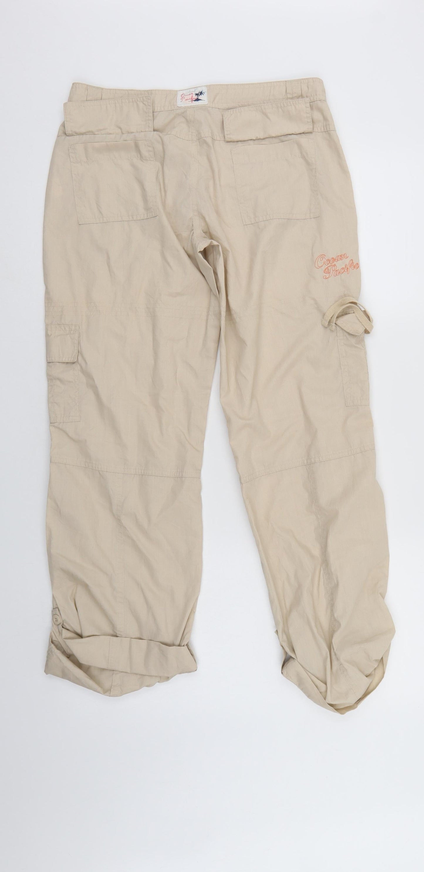 Ocean Pacific Womens Ivory   Cargo Trousers Size 8 L25 in