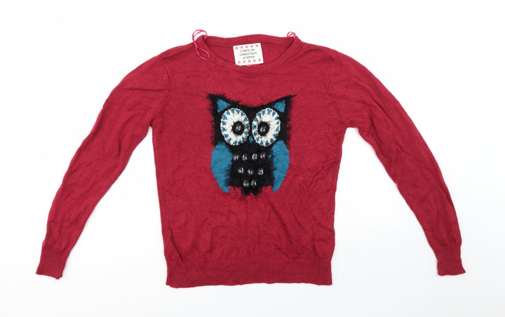 Preworn Womens Red Animal Print Pullover Jumper Size S - Christmas Jumper