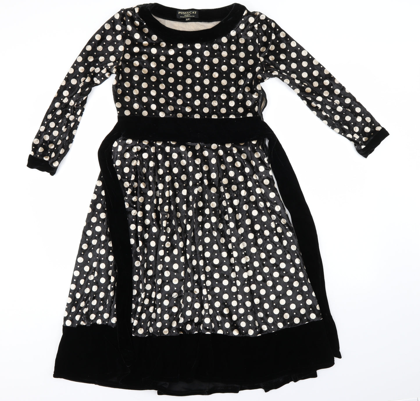 Pussycat Womens Black Polka Dot  Jumper Dress  Size 8