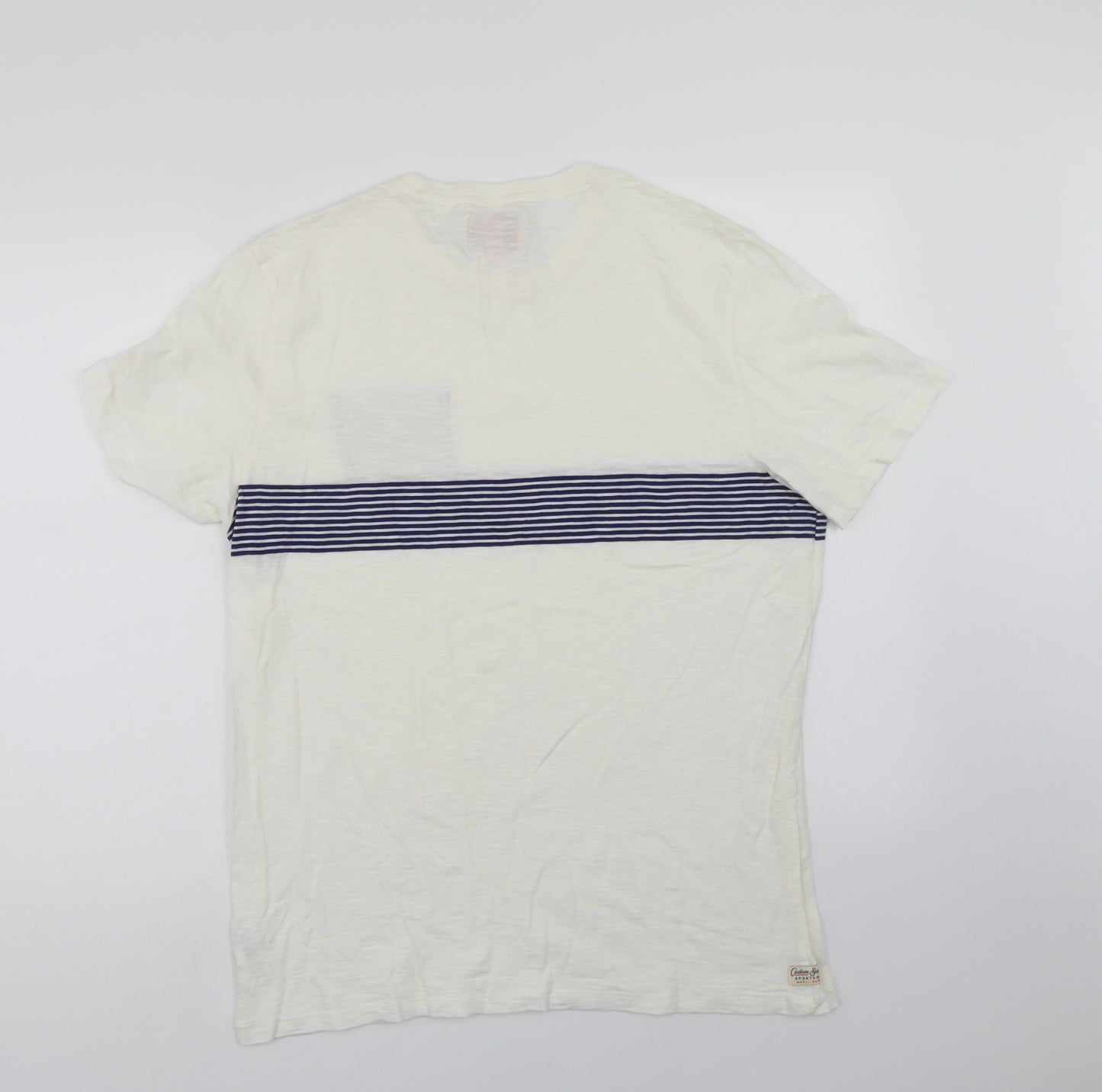 NEXT Mens White Striped   T-Shirt Size L