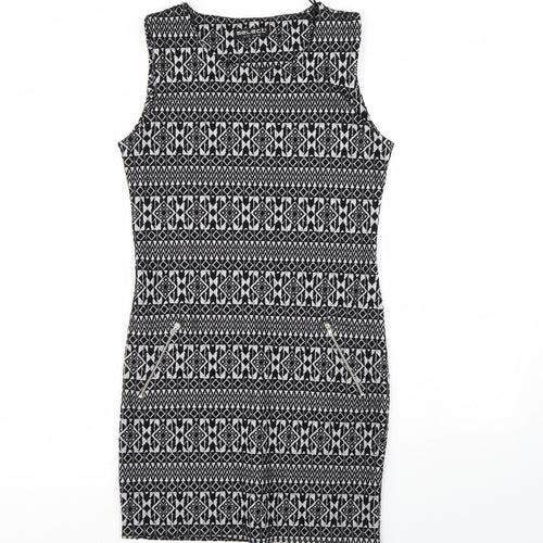 Select Womens Black Geometric  Tank Dress  Size 12
