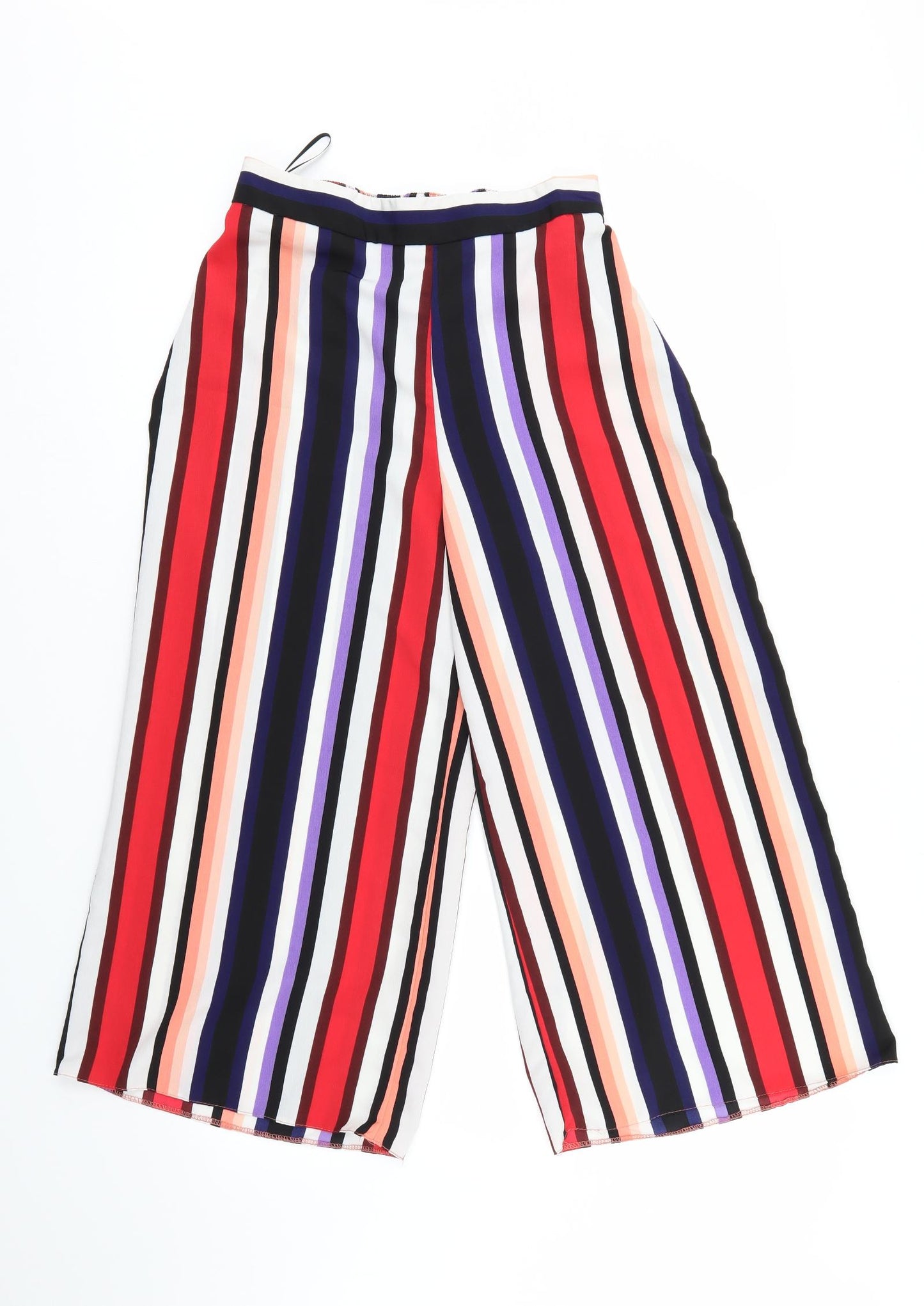Primark Womens Multicoloured Striped  Cropped Trousers Size 12 L22.5 in - Elastic Waist