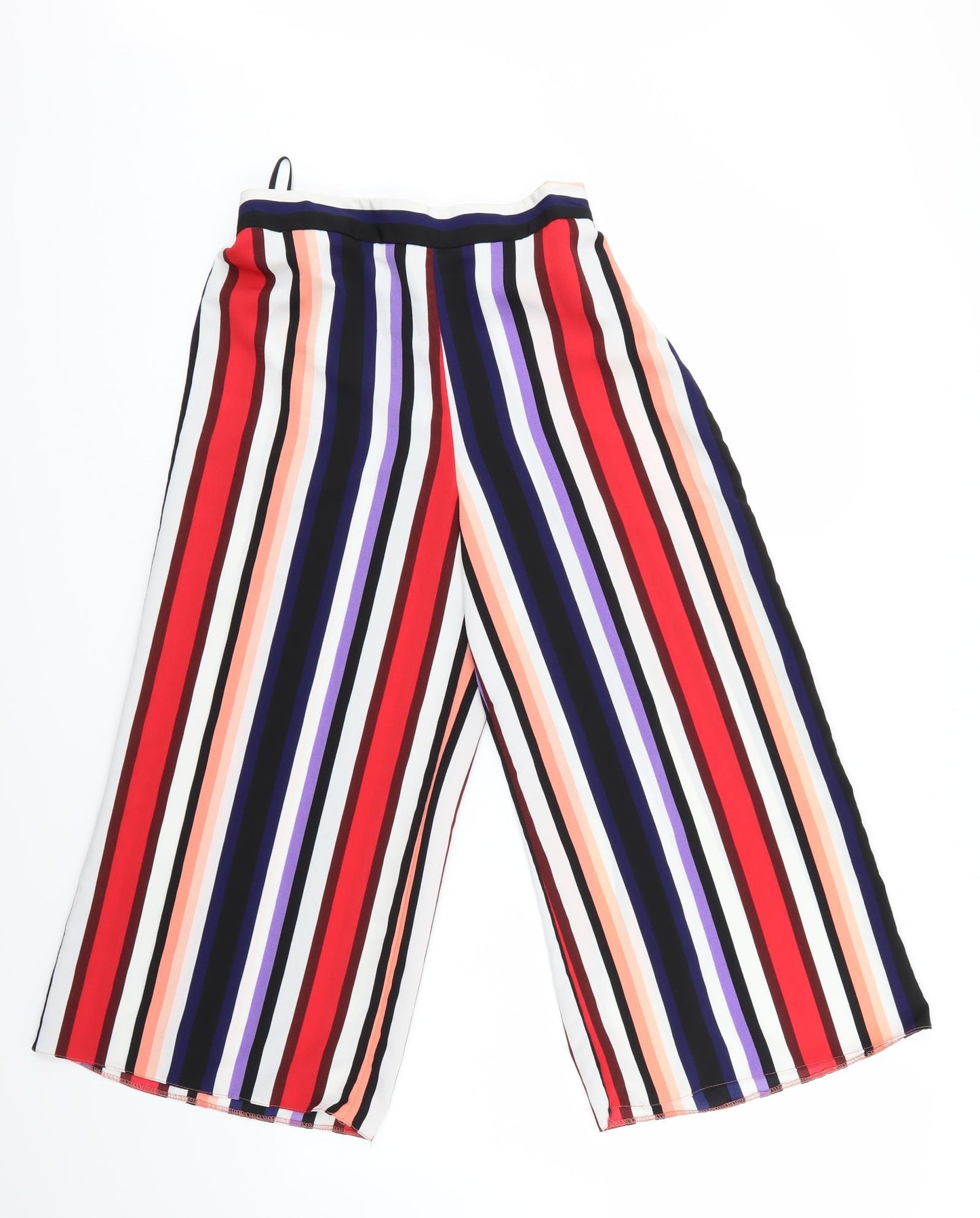 Primark Womens Multicoloured Striped  Cropped Trousers Size 12 L22.5 in - Elastic Waist