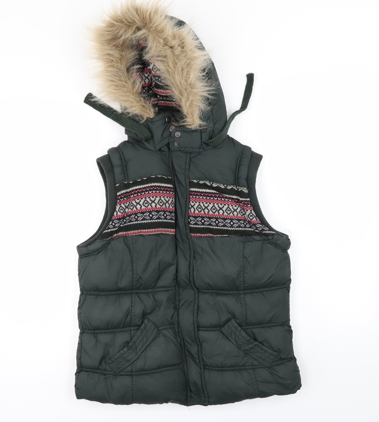 Hudson & rose Womens Green Geometric  Gilet Jacket Size 12
