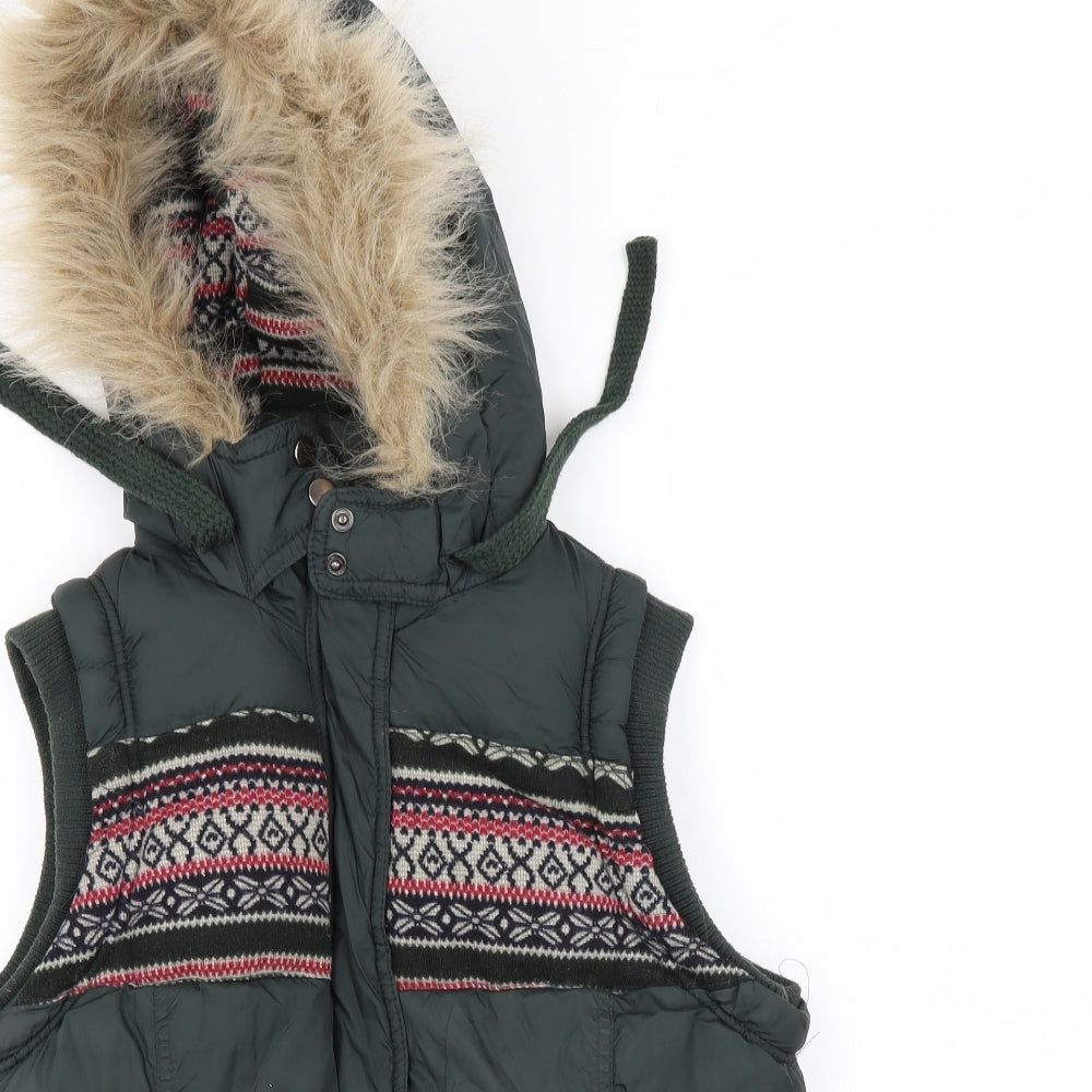 Hudson & rose Womens Green Geometric  Gilet Jacket Size 12