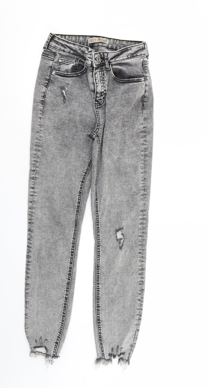 Denim & Co. Womens Grey Denim Tapered Jeans Size 12 L27 in - Elastic Waist