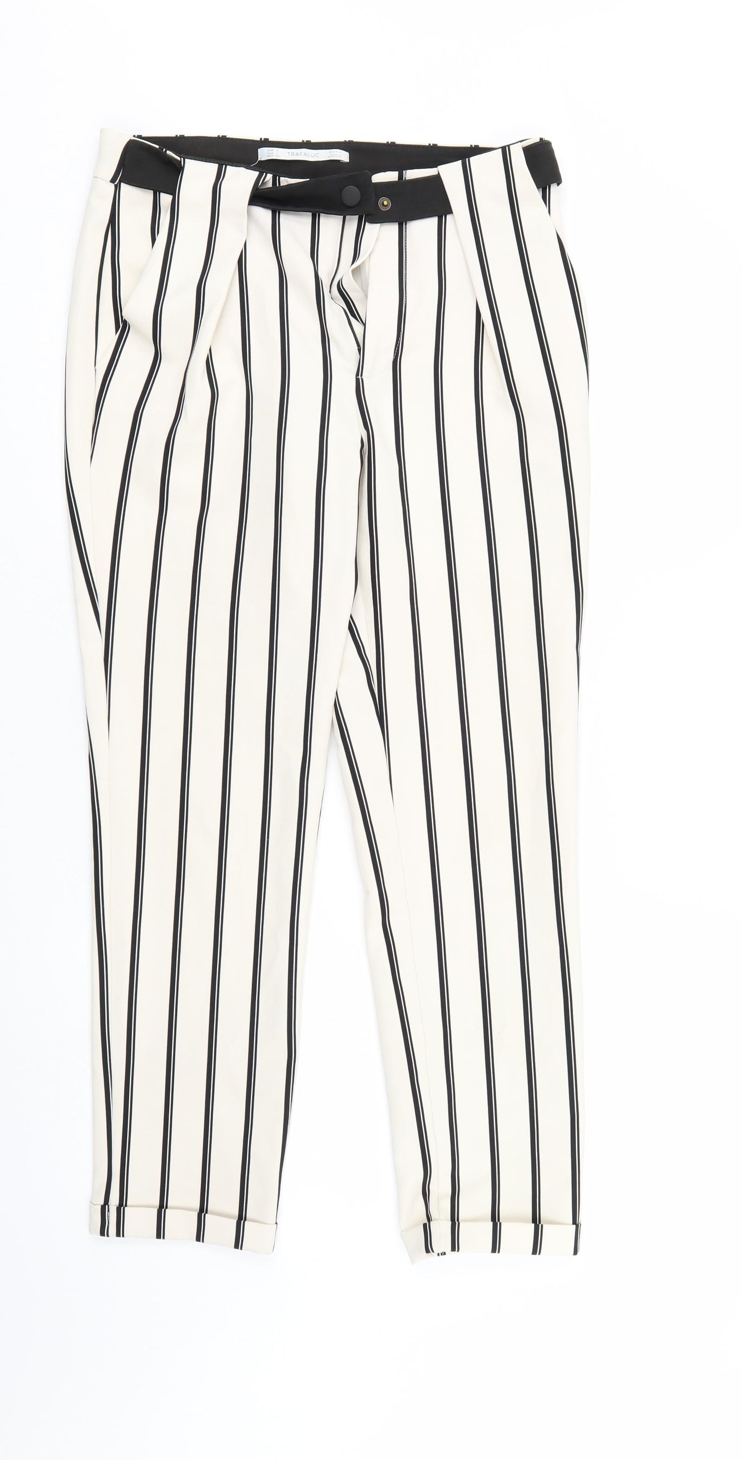 Zara Womens White Striped  Trousers  Size S L27 in