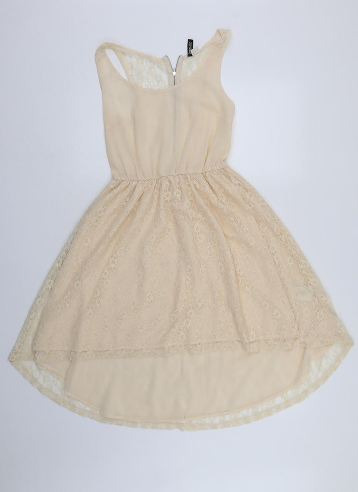 Divided Womens Ivory Floral Ball Gown Size 8 - floral lace detail