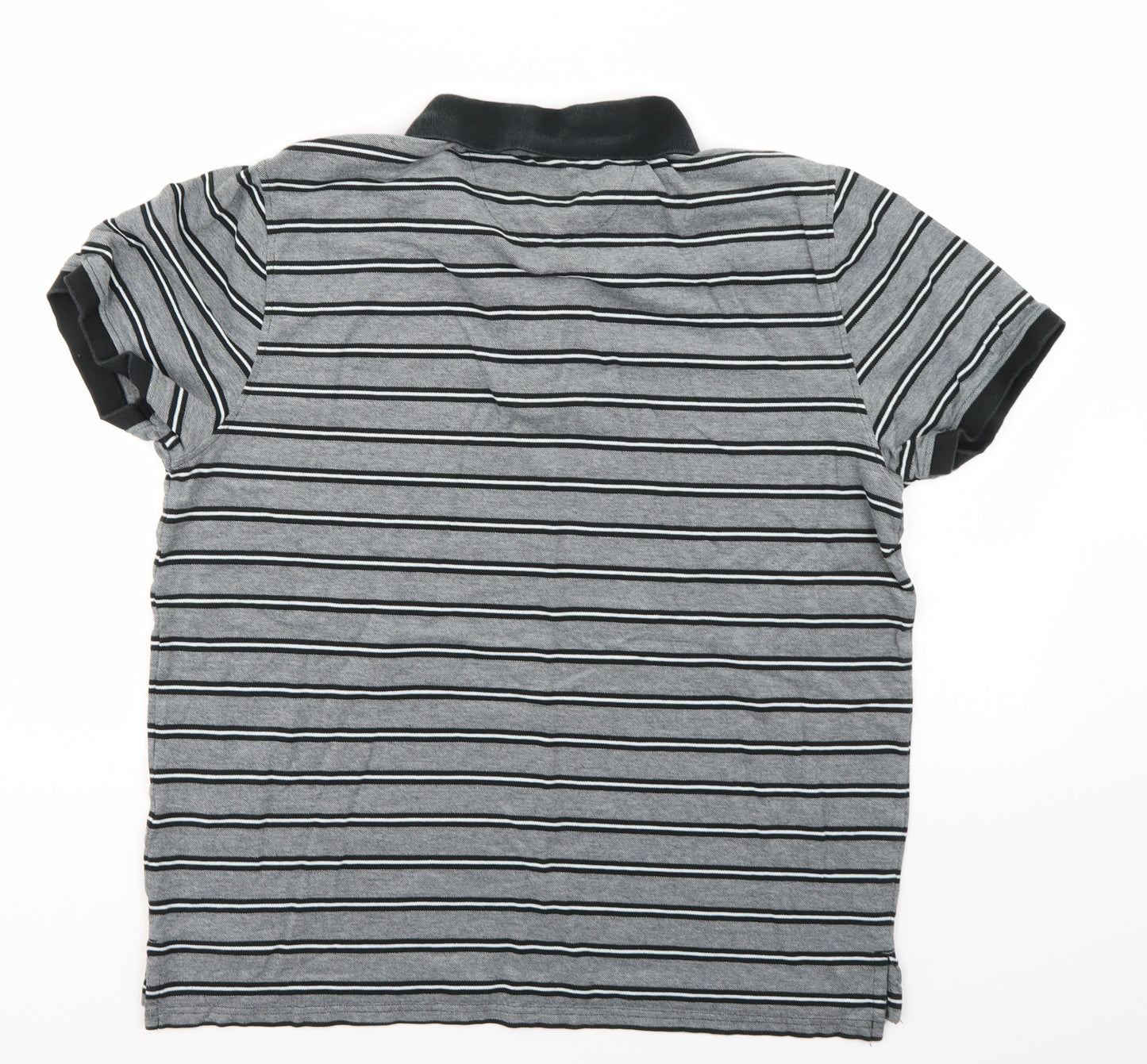 George Mens Grey Striped   Polo Size L
