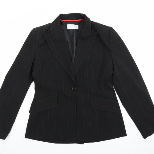 Liquid Womens Black Striped  Jacket Suit Jacket Size 14