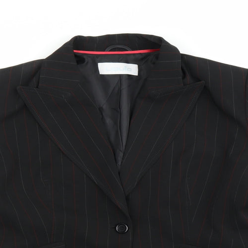 Liquid Womens Black Striped  Jacket Suit Jacket Size 14