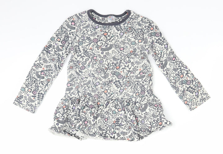 Mini Club Girls Grey Floral  Basic Blouse Size 2-3 Years