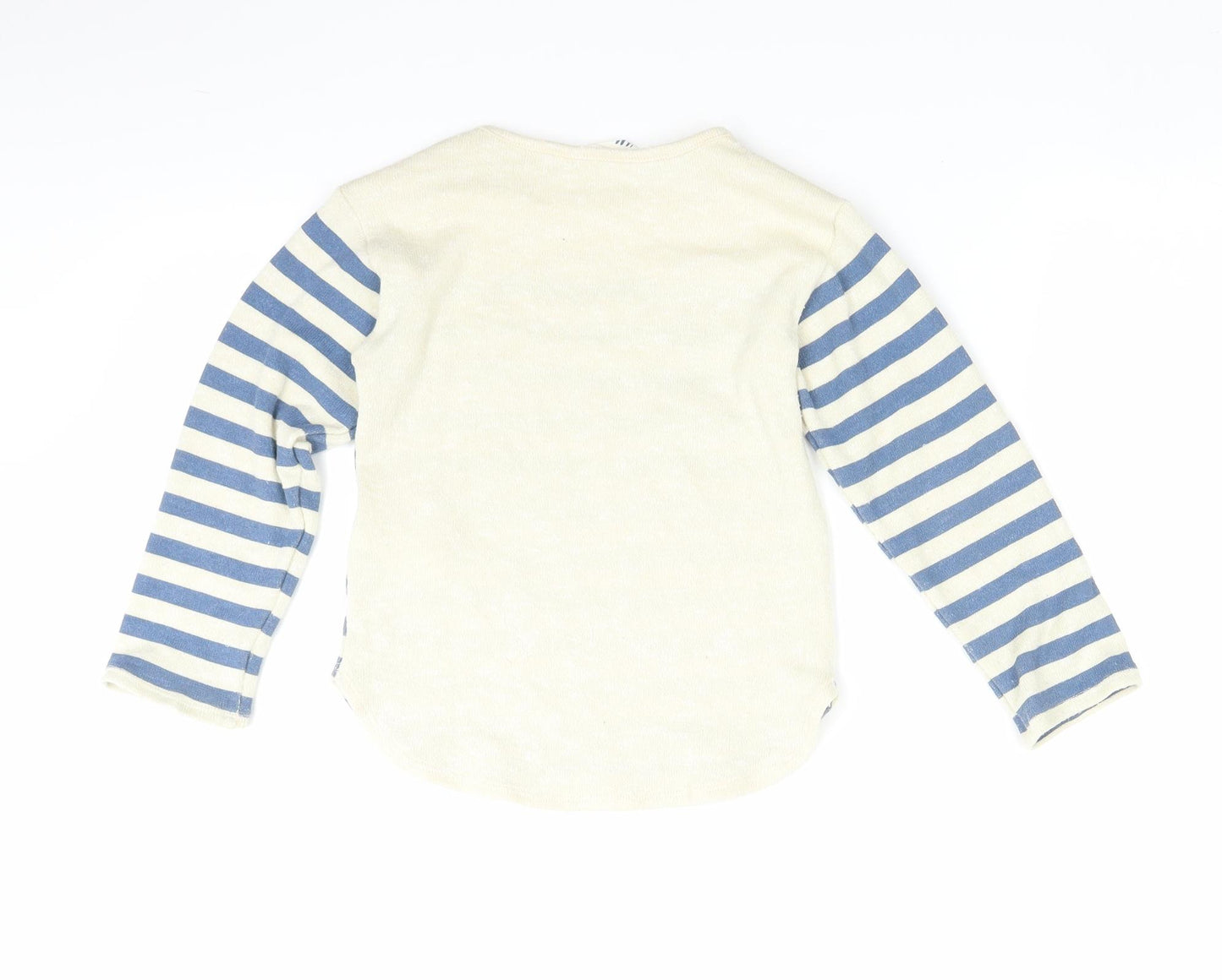 H&M Girls White Striped Knit Pullover Jumper Size 5-6 Years