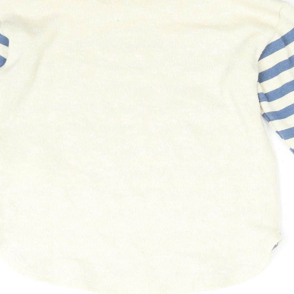H&M Girls White Striped Knit Pullover Jumper Size 5-6 Years
