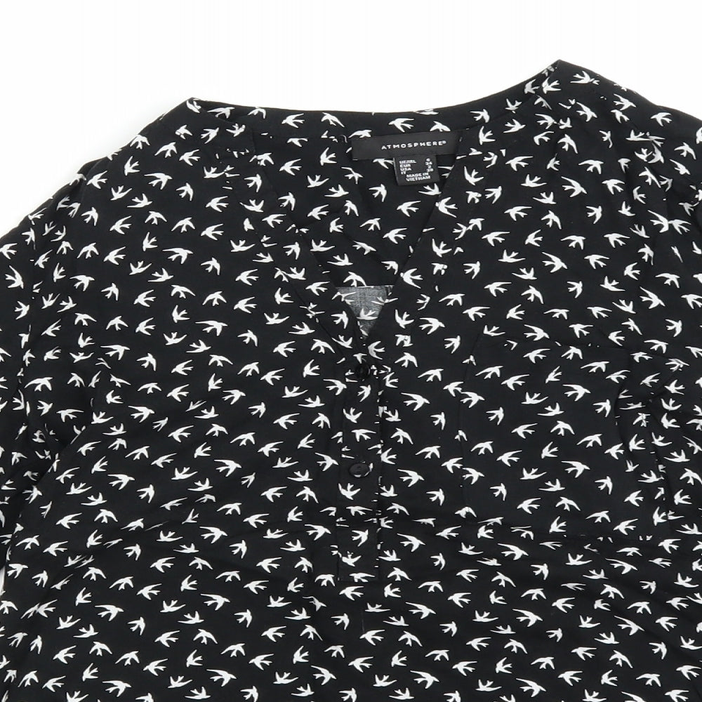 Atmosphere Womens Black Polka Dot  Basic Blouse Size 6