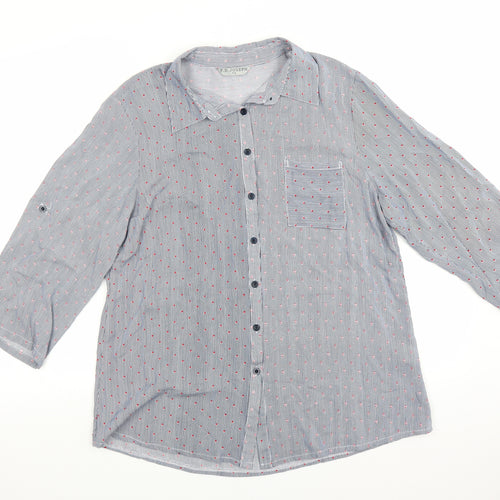 f.d.joseph Womens Blue Polka Dot  Basic Blouse Size M