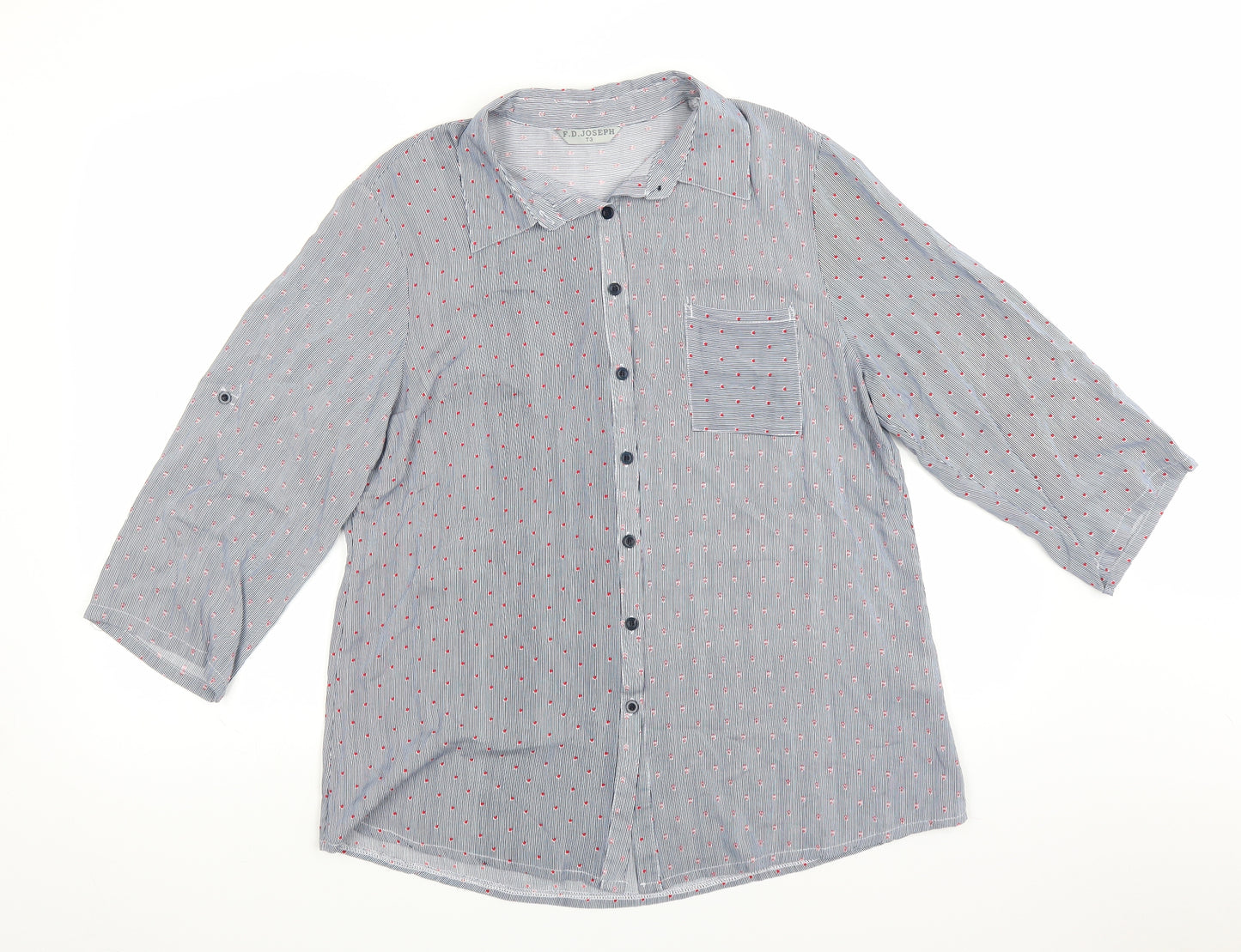 f.d.joseph Womens Blue Polka Dot  Basic Blouse Size M