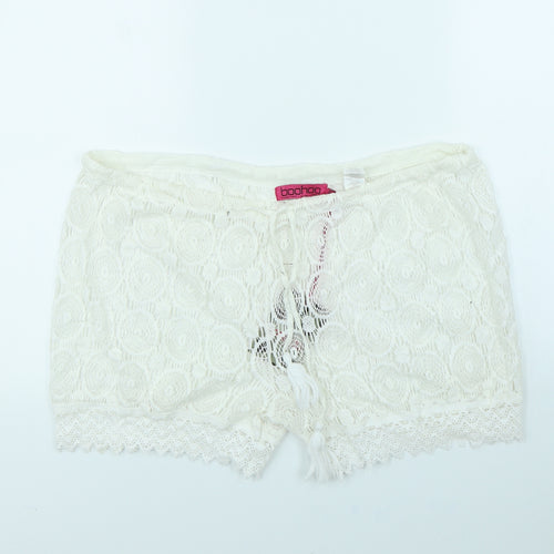 Boohoo Womens White   Cut-Off Shorts Size 12