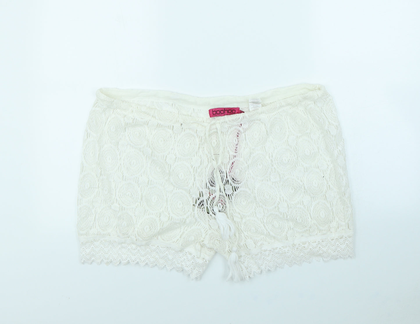 Boohoo Womens White   Cut-Off Shorts Size 12
