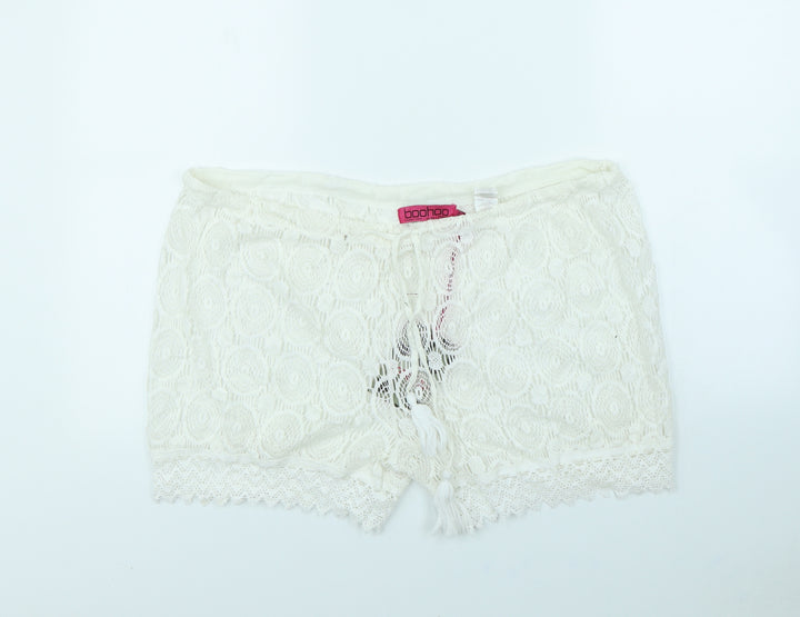Boohoo Womens White   Cut-Off Shorts Size 12