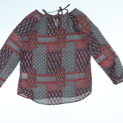 Brave Soul Womens Green Geometric  Basic Blouse Size M