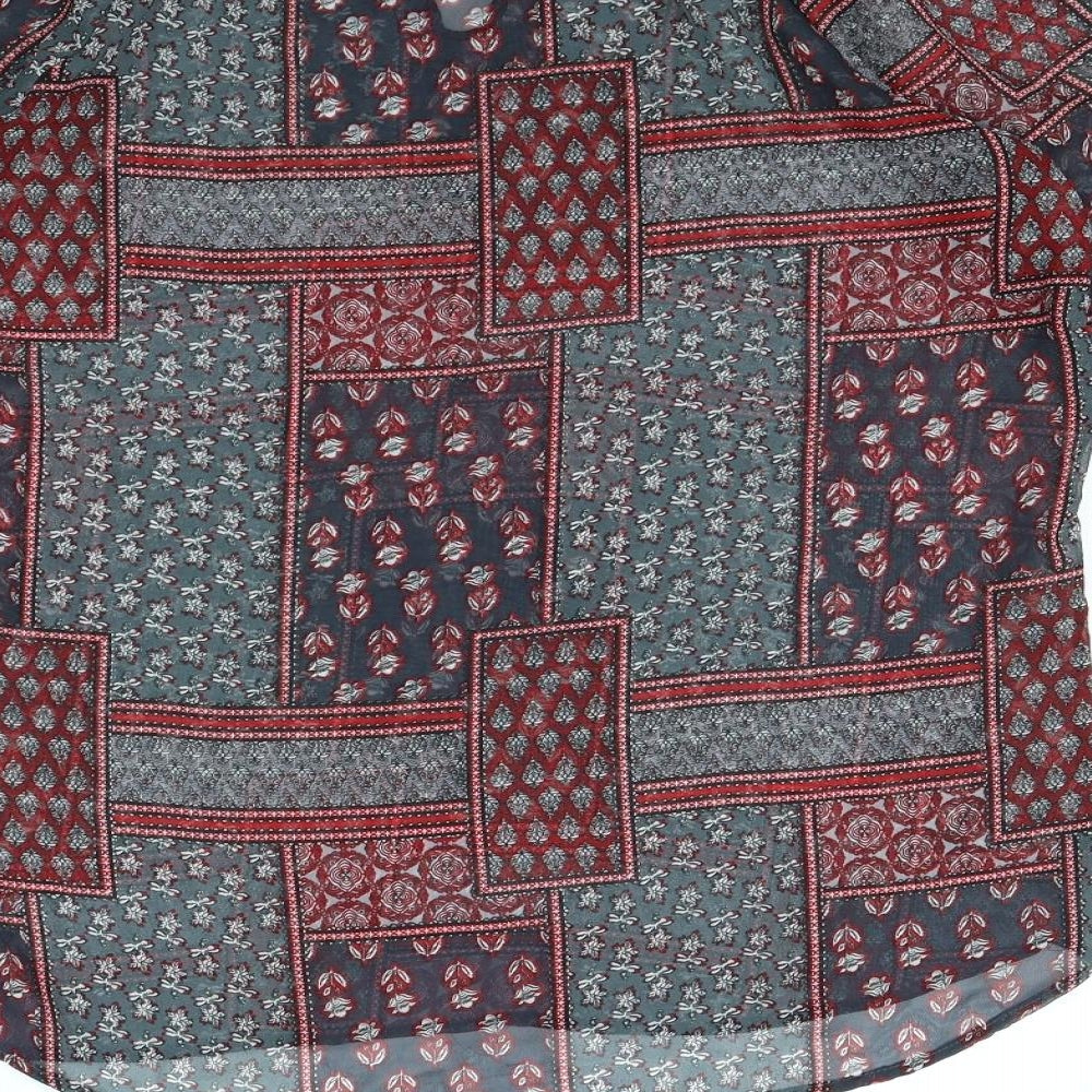Brave Soul Womens Green Geometric  Basic Blouse Size M