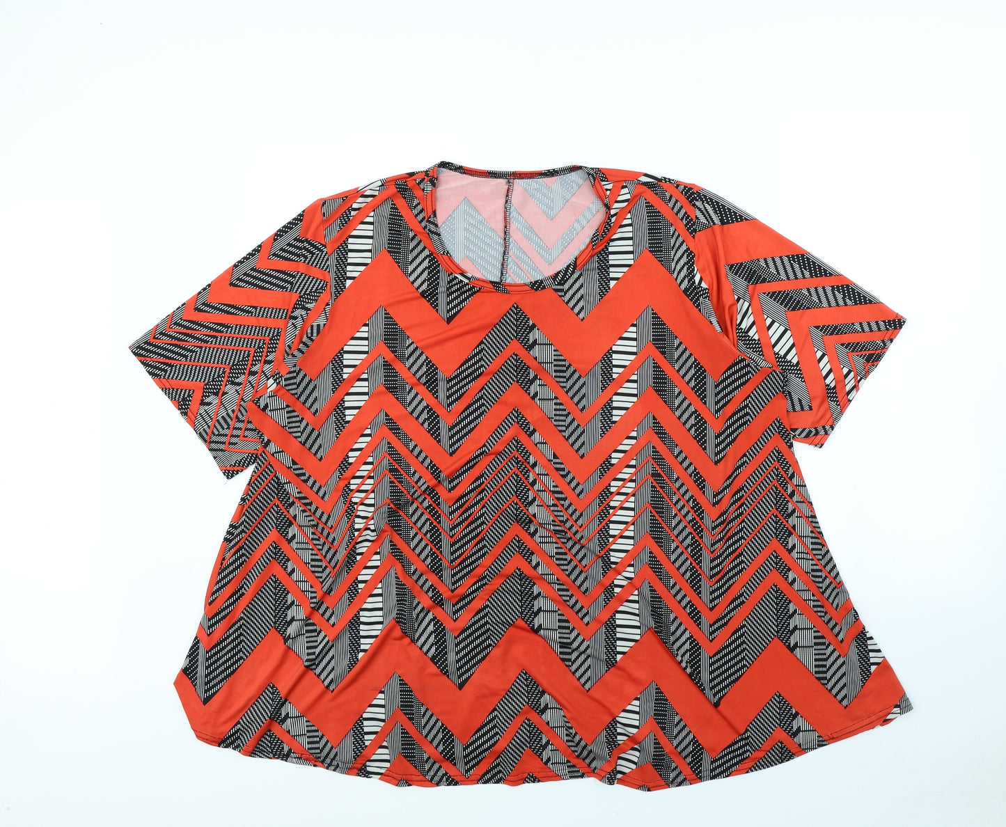 Preworn Womens Red Striped  Basic T-Shirt Size 24