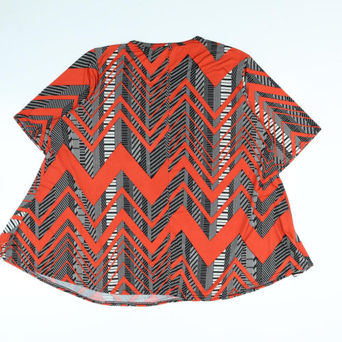 Preworn Womens Red Striped  Basic T-Shirt Size 24