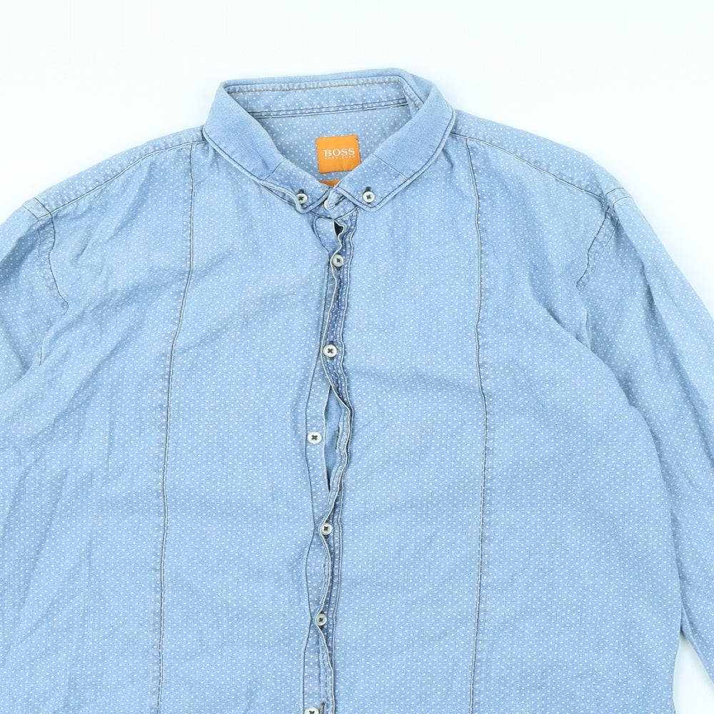 HUGO BOSS Mens Blue    Dress Shirt Size L